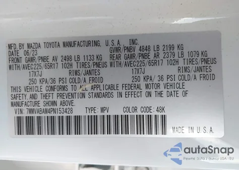 2023 Mazda Cx-50 2.5 S Select z USA, uszkodzony, nr VIN 7MMVABAM4PN153428